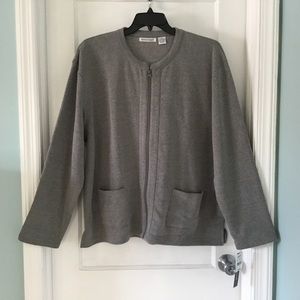 Hasting & Smith Women gray grey zip cardigan top, long sleeves, size 3X, NWT
